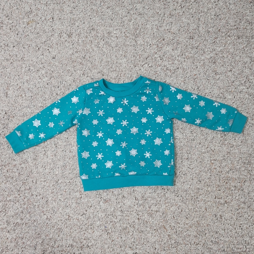 Teal Kids Shirt with Snowflake Pattern
